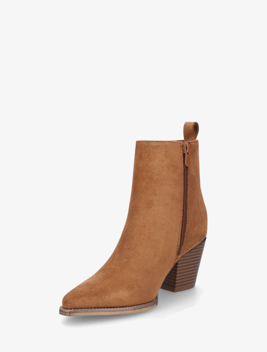 Bottines unies style santiags - Camel - 3