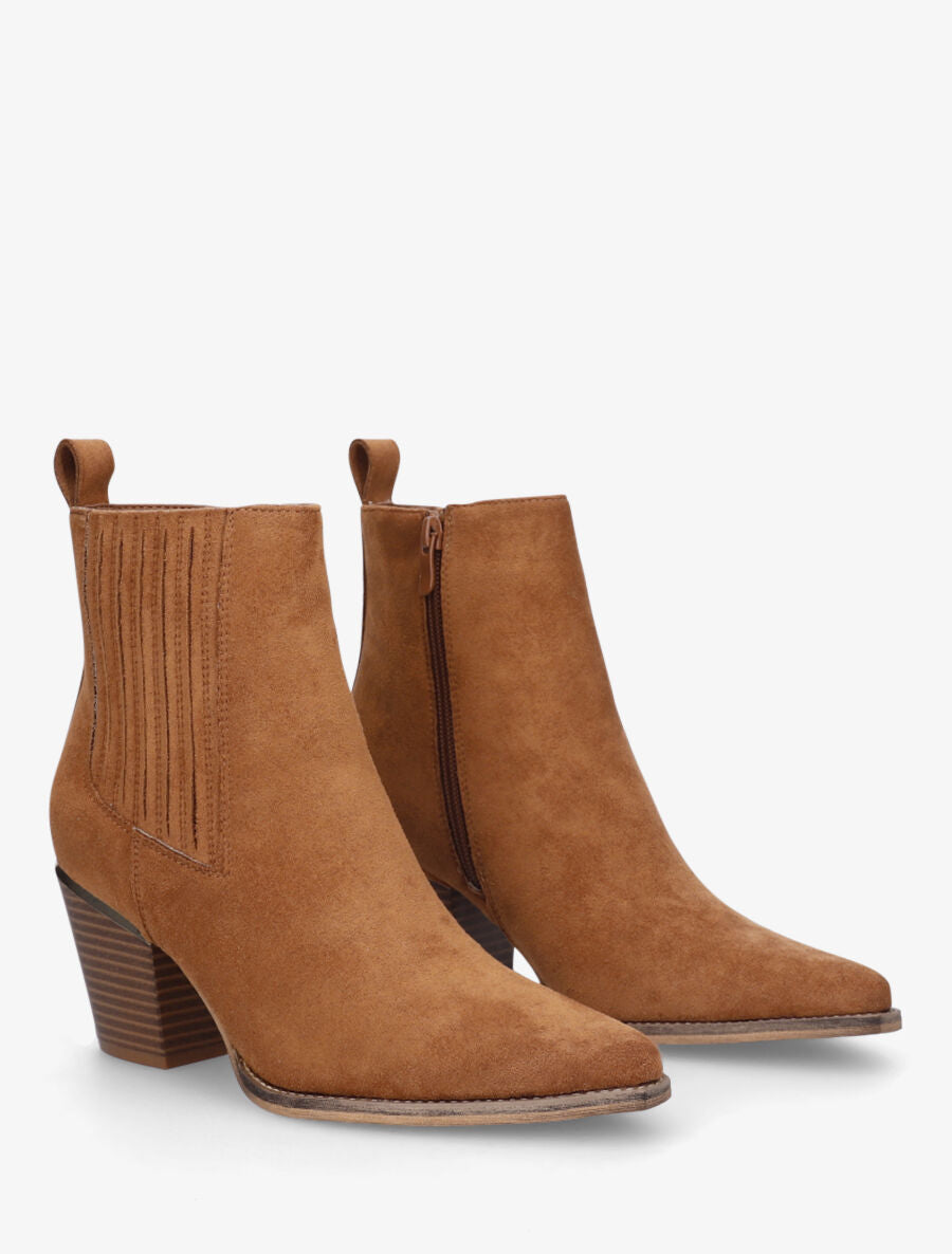 Bottines unies style santiags - Camel - 4
