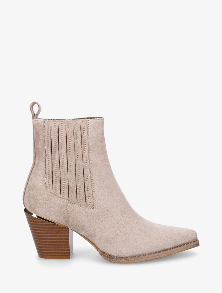 Bottines unies style santiags - Taupe - 1