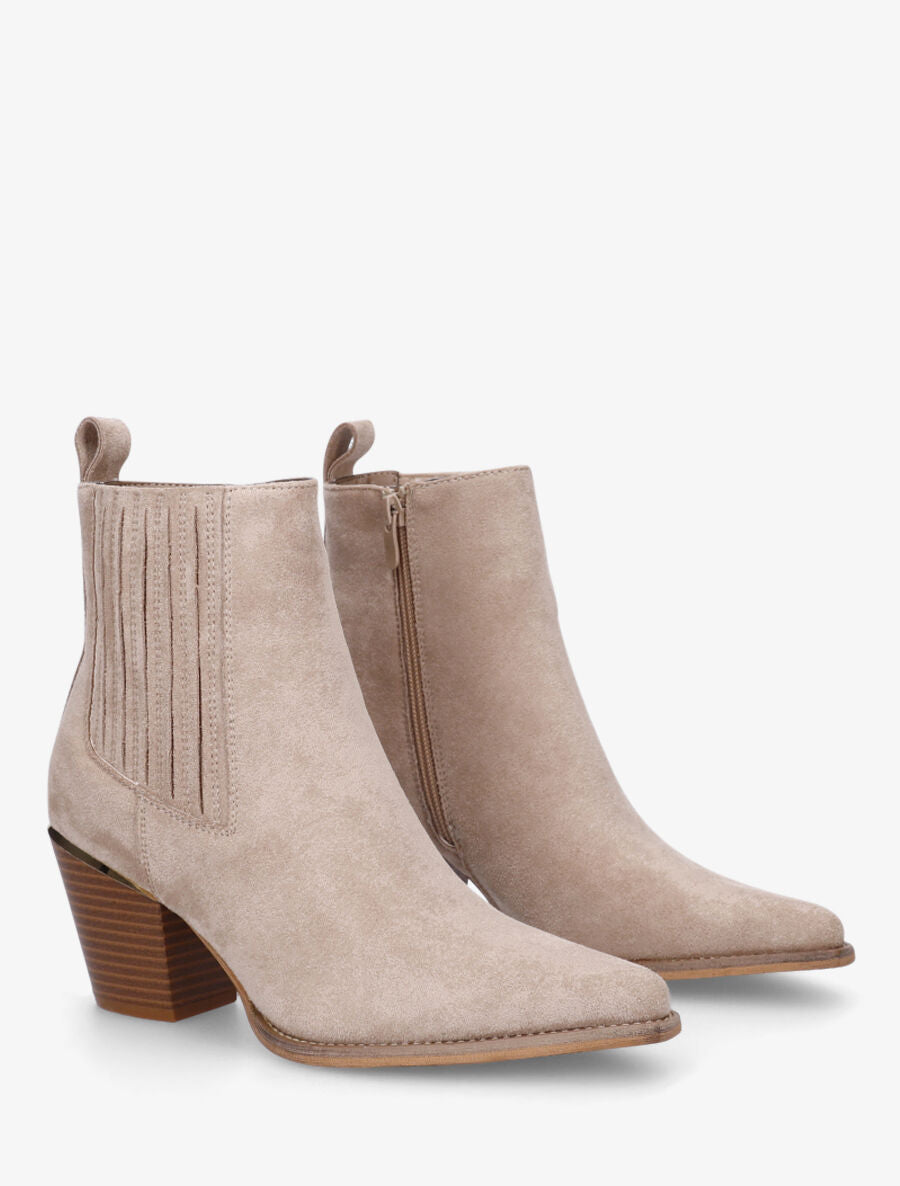 Bottines unies style santiags - Taupe - 4