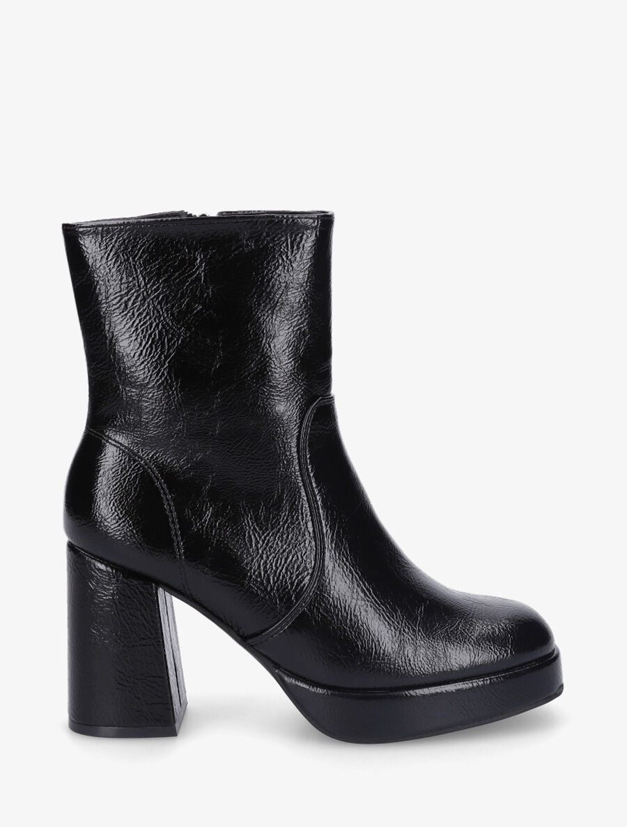 Bottines unies à plateforme - Noir - 1