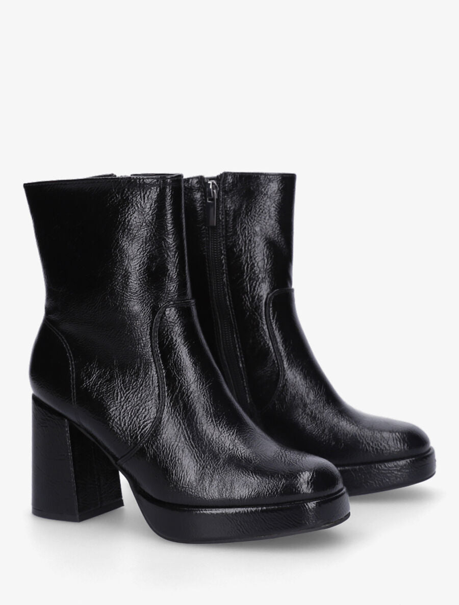 Bottines unies à plateforme - Noir - 4