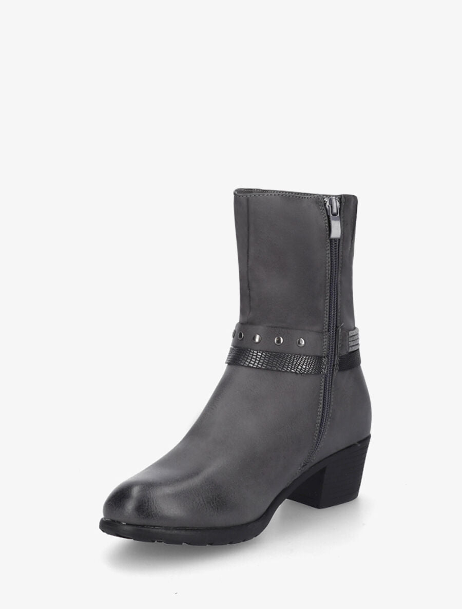 Bottines froncées en simili - Gris - 3