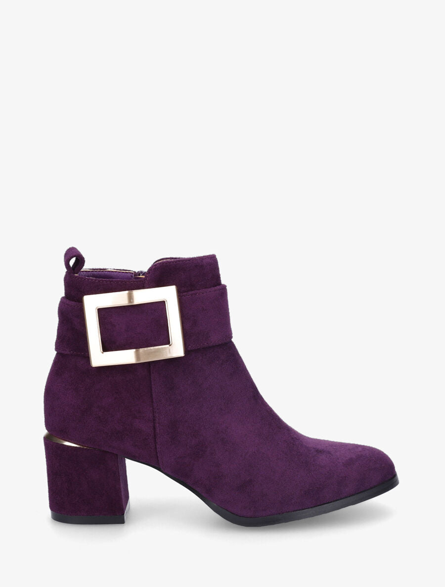 Bottines à boucle en suédine - Violet - 1