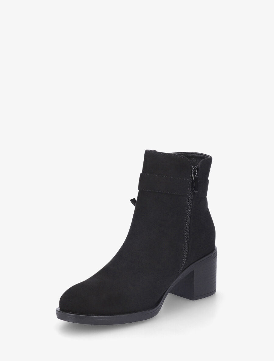Bottines en suédine à zip décoratif - Noir - 3