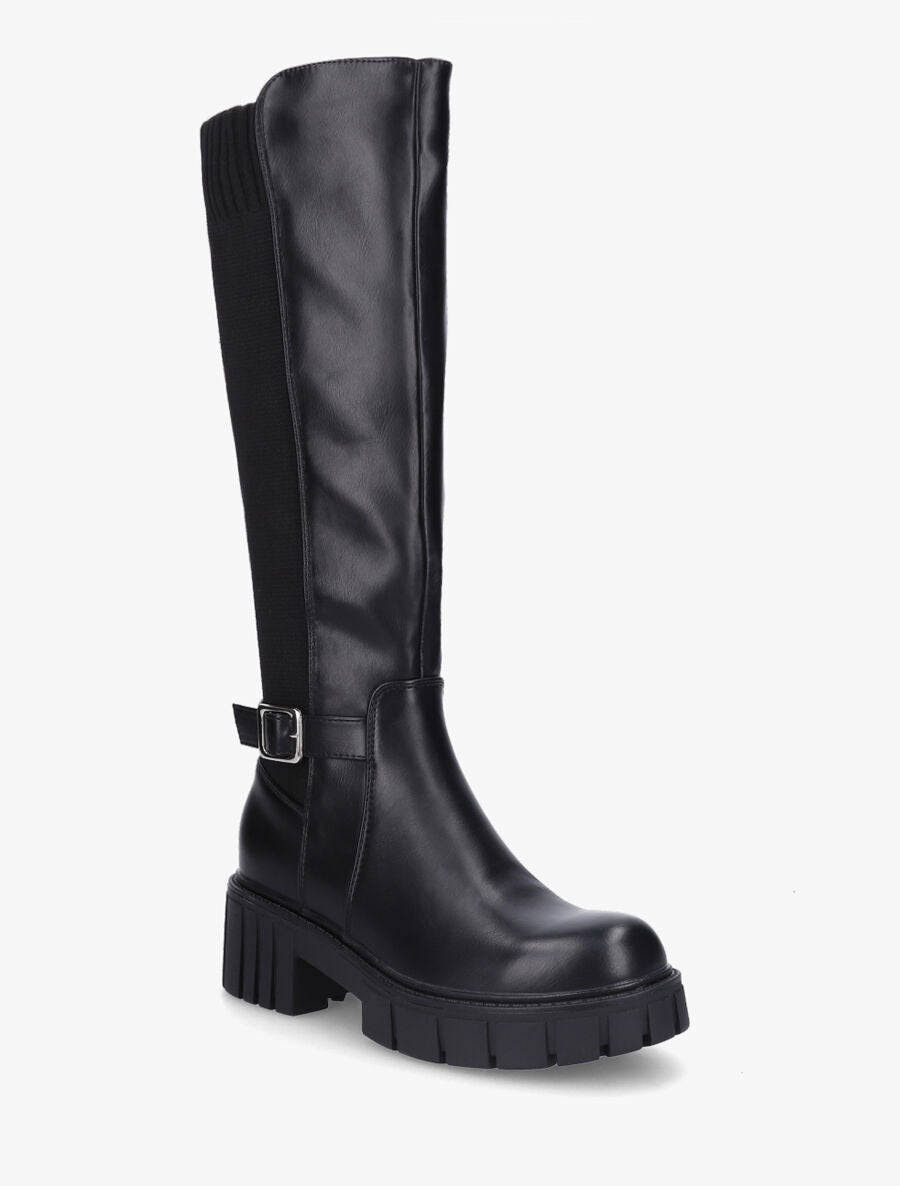 Bottes styles chausettes à talon strié - Noir - 2