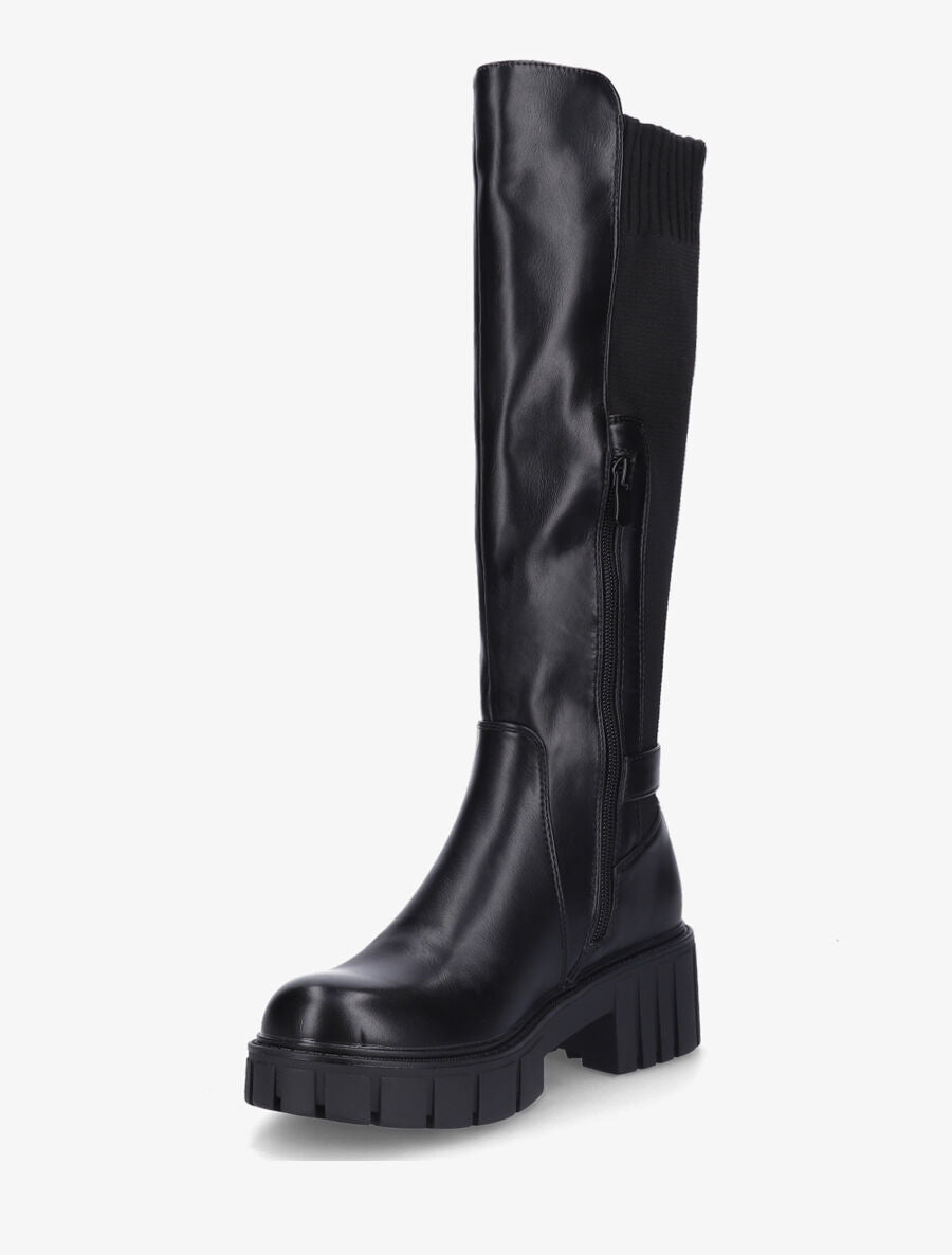 Bottes styles chausettes à talon strié - Noir - 3