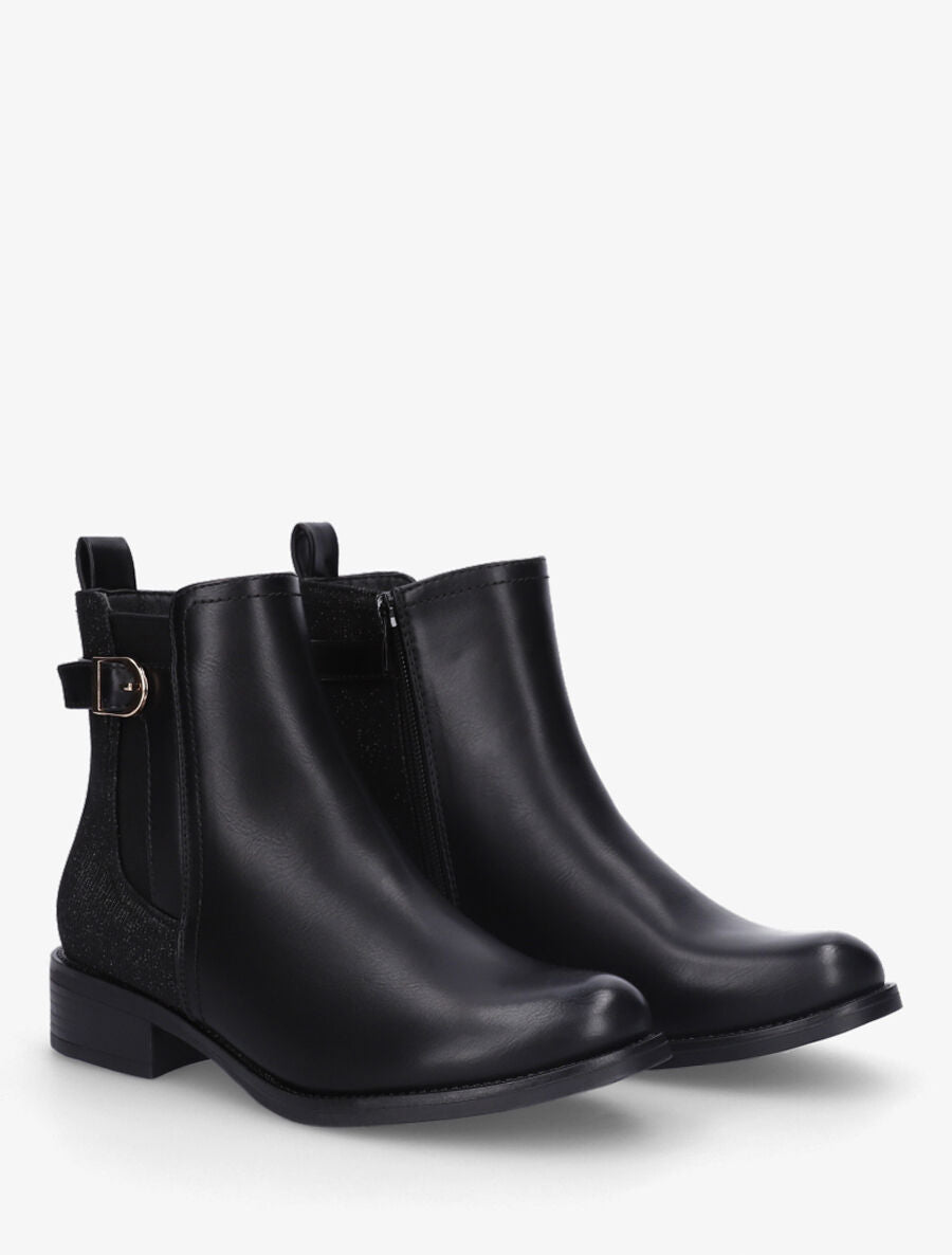 Bottines en simili à contrefort pailleté - Noir - 4