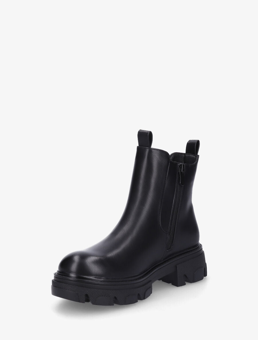 Bottines en simili et semelle crantée - Noir - 3