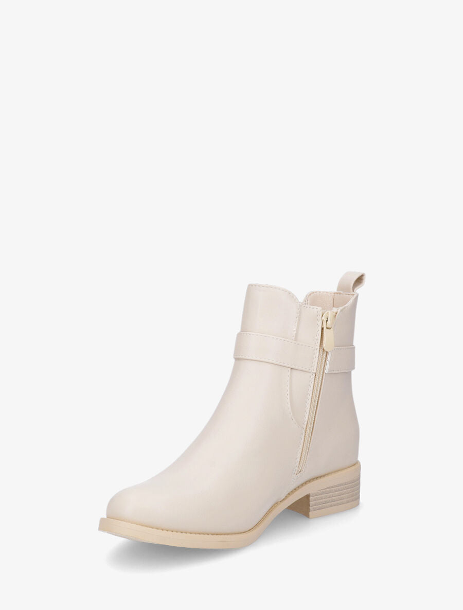 Bottines basiques en simili - Beige - 3