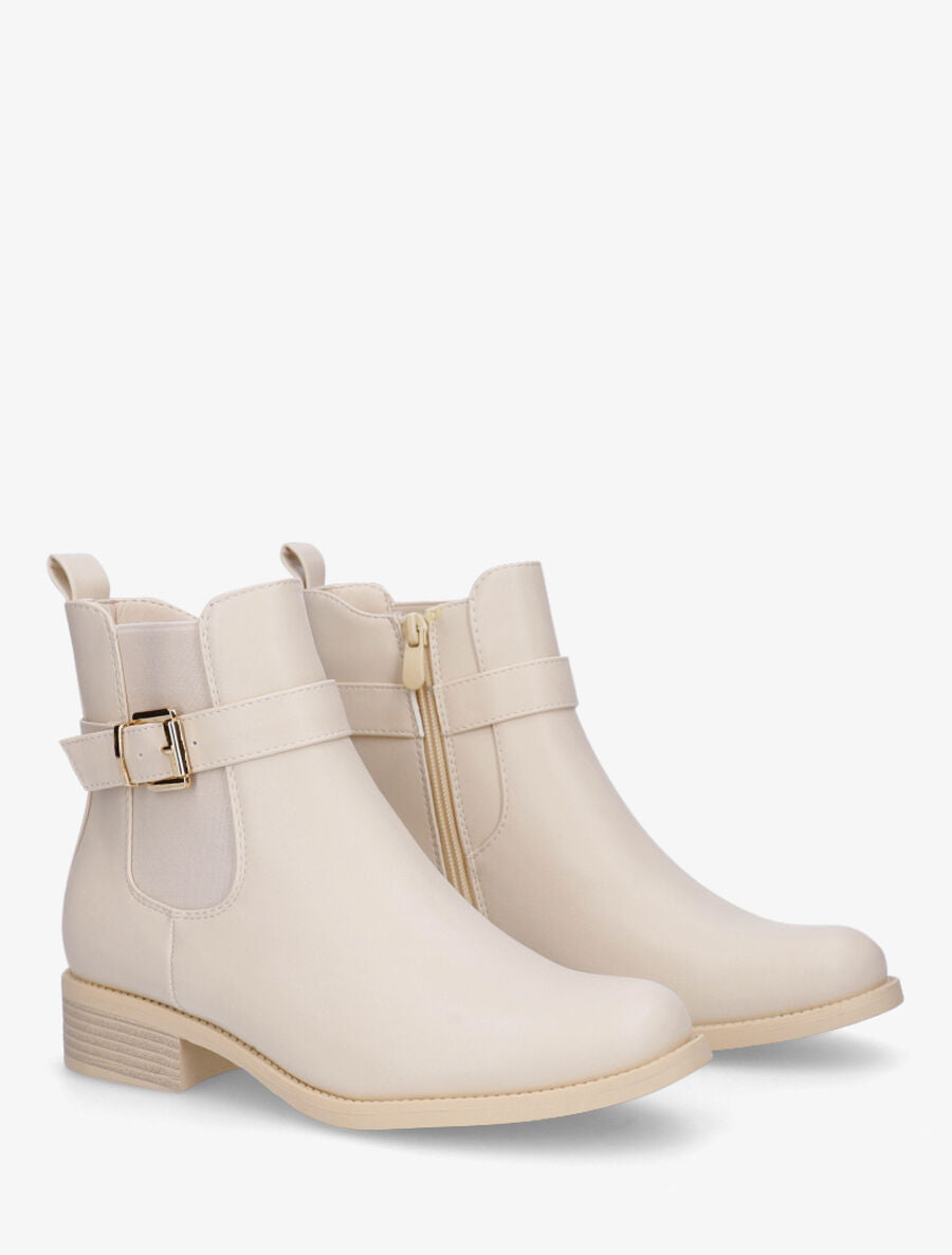 Bottines basiques en simili - Beige - 4