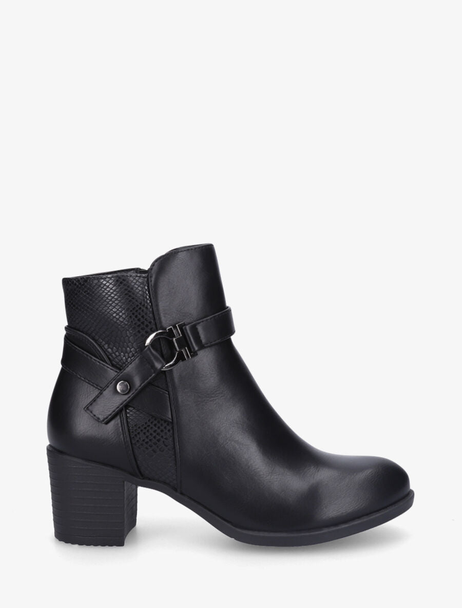 Bottines en simili à empiècement python - Noir - 5