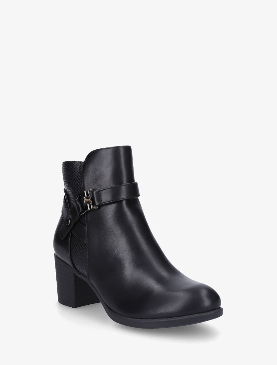 Bottines en simili à empiècement python - Noir - 2