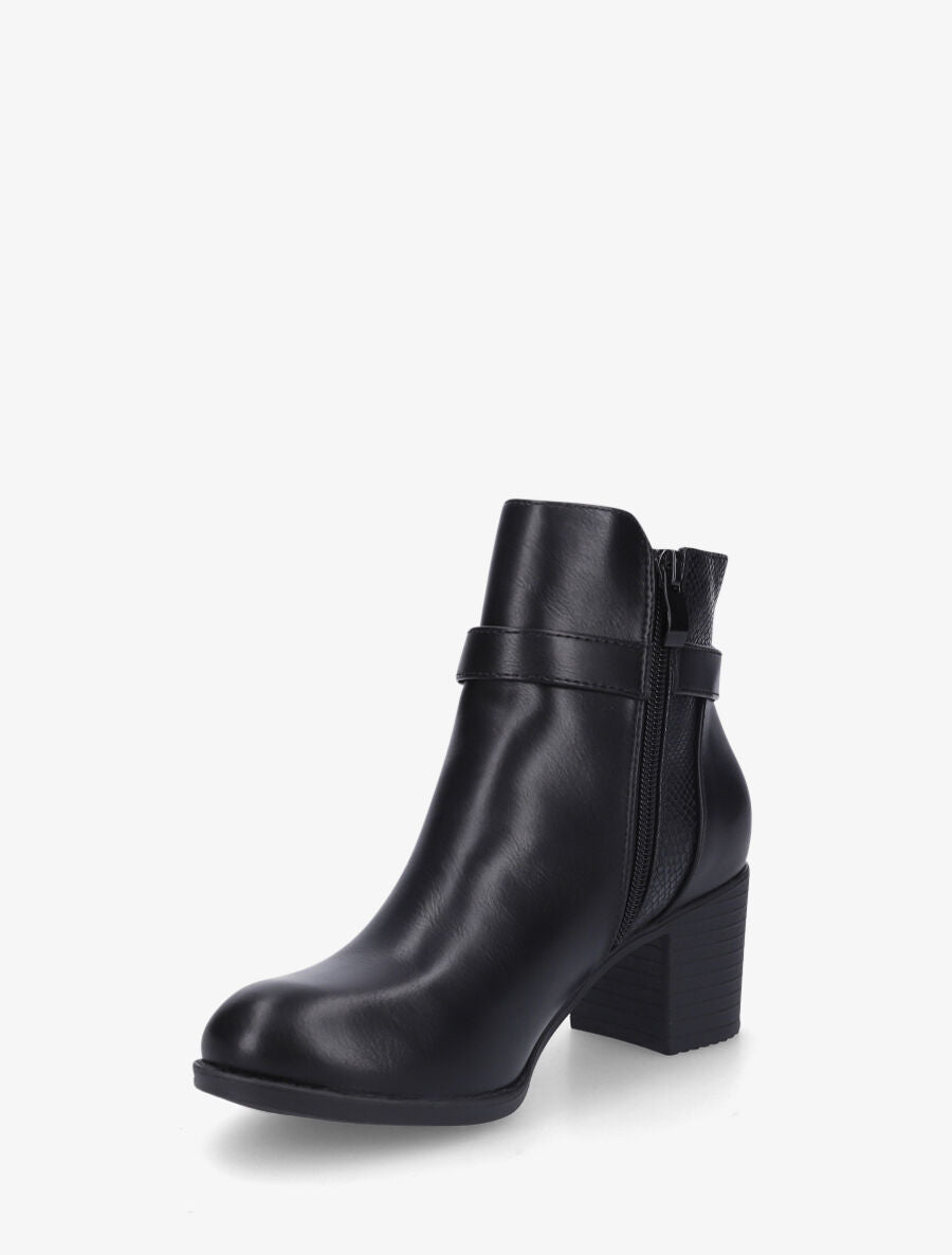 Bottines en simili à empiècement python - Noir - 3
