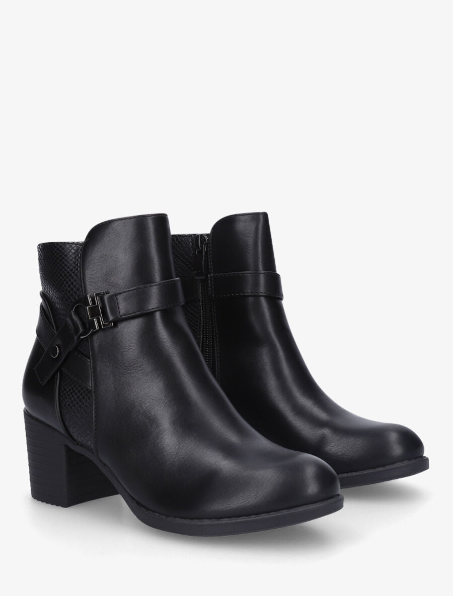 Bottines en simili à empiècement python - Noir - 4