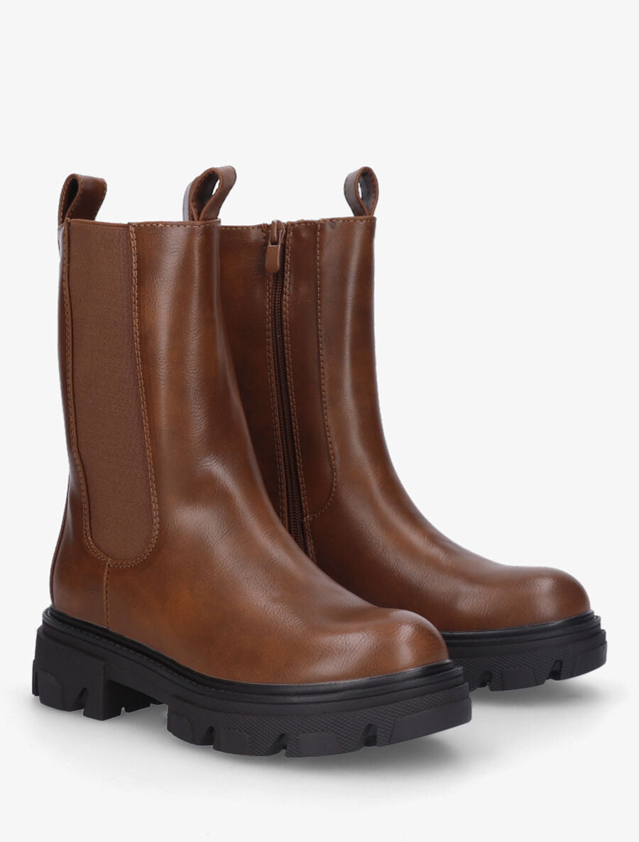 Bottines montantes élastiquées - Camel - 4