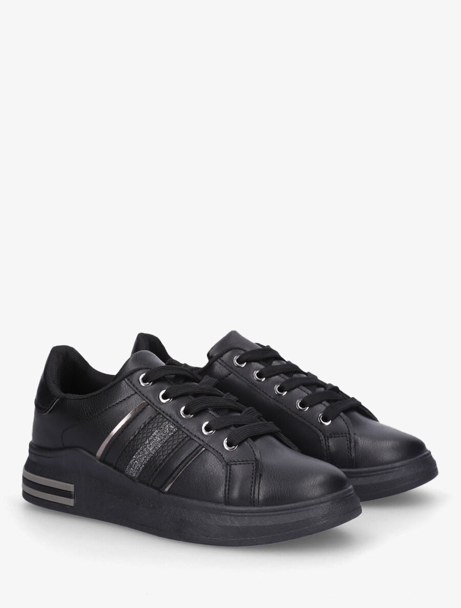 Sneakers classiques à bandes irisées et texturées - Noir - 4