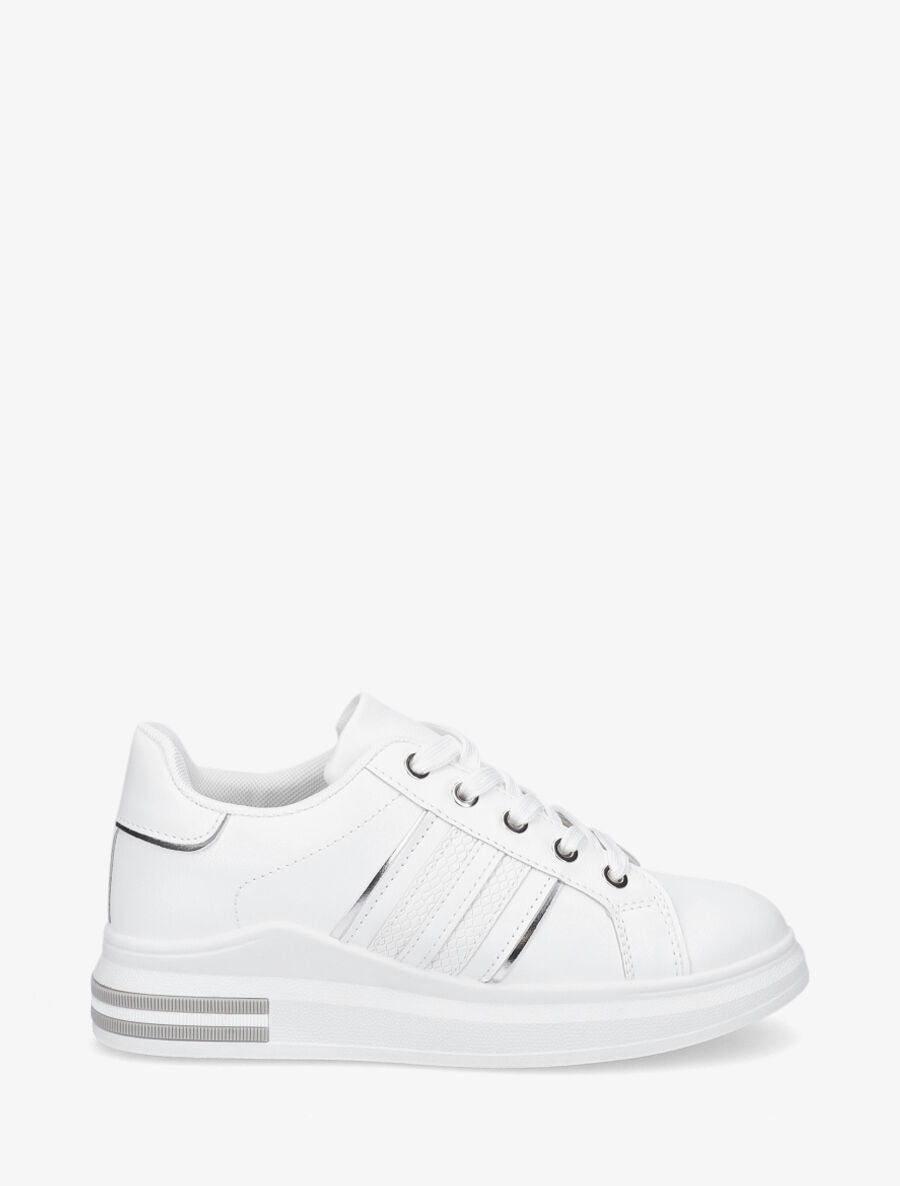 Sneakers classiques à bandes irisées et texturées - Blanc - 5