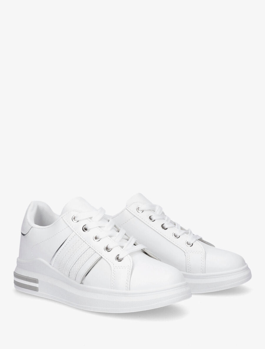 Sneakers classiques à bandes irisées et texturées - Blanc - 4