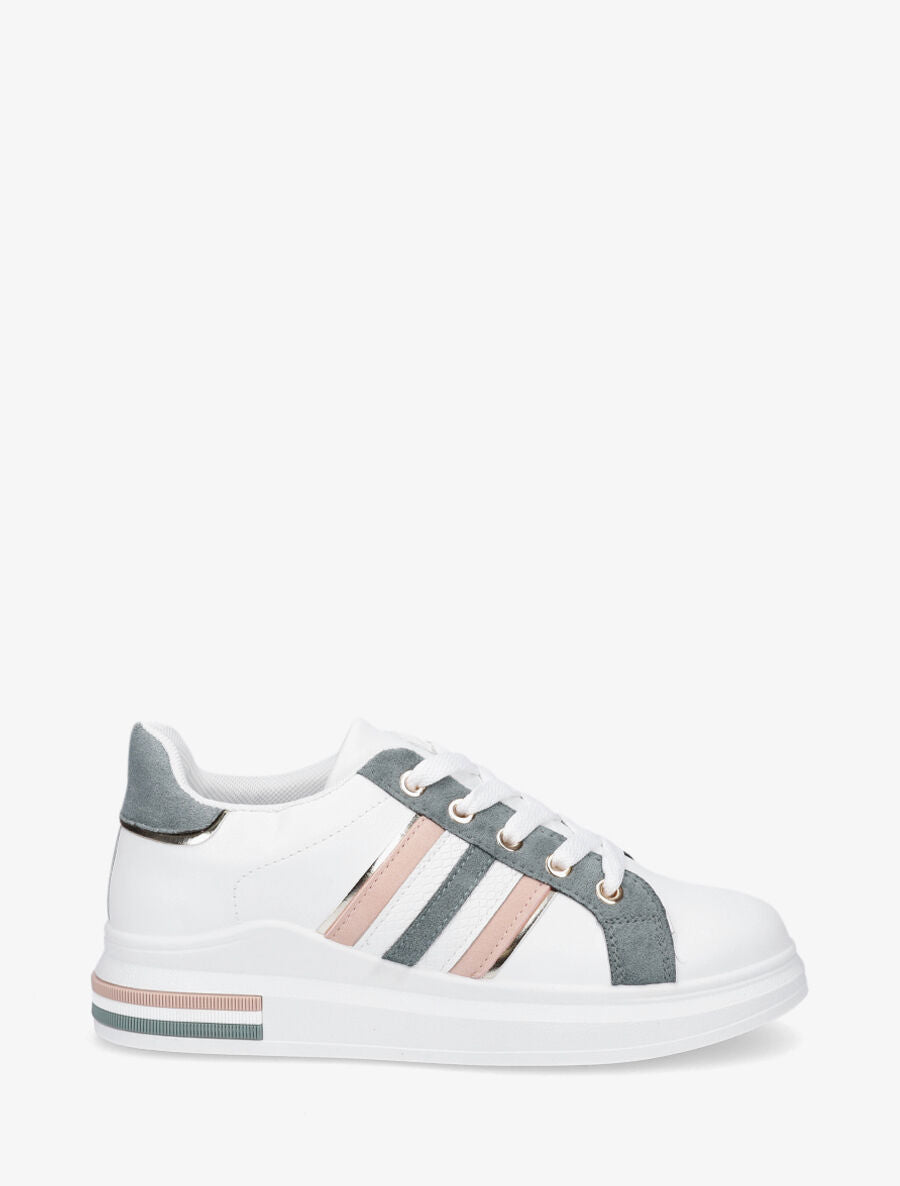 Sneakers classiques à bandes irisées et texturées - Bleu canard - 5