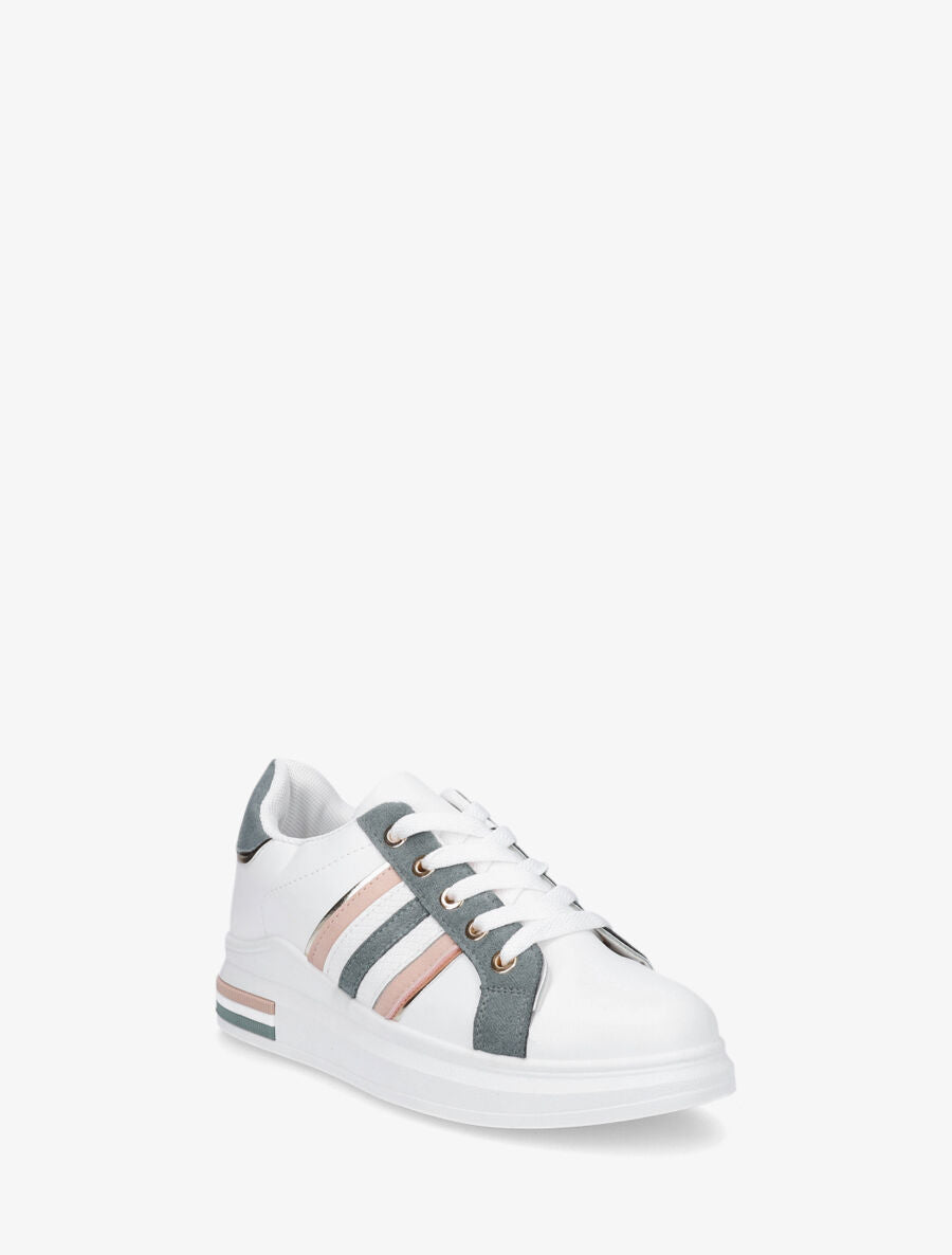 Sneakers classiques à bandes irisées et texturées - Bleu canard - 2