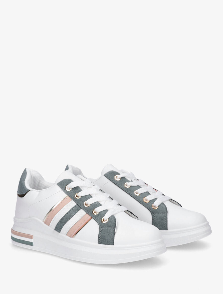 Sneakers classiques à bandes irisées et texturées - Bleu canard - 4