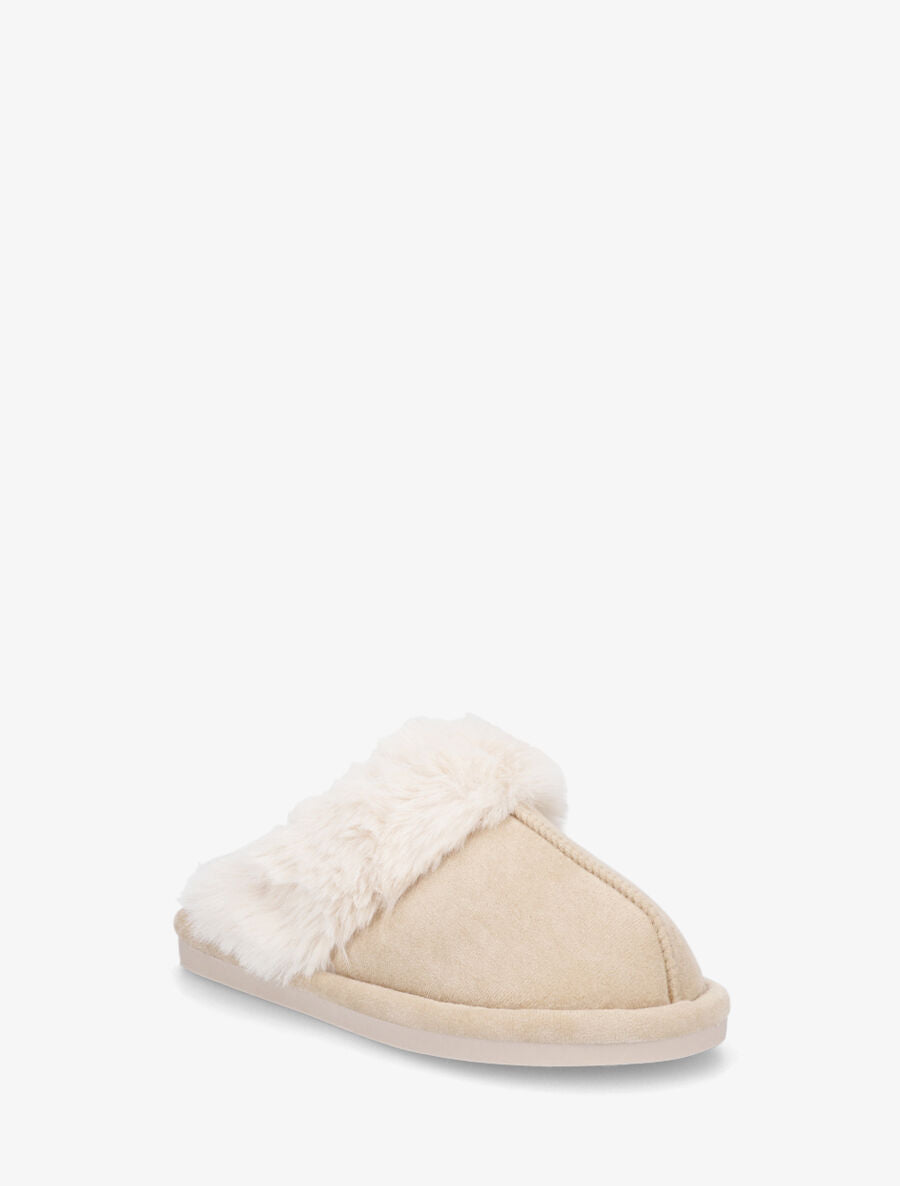 Mules fourrées en suédine - Beige - 2