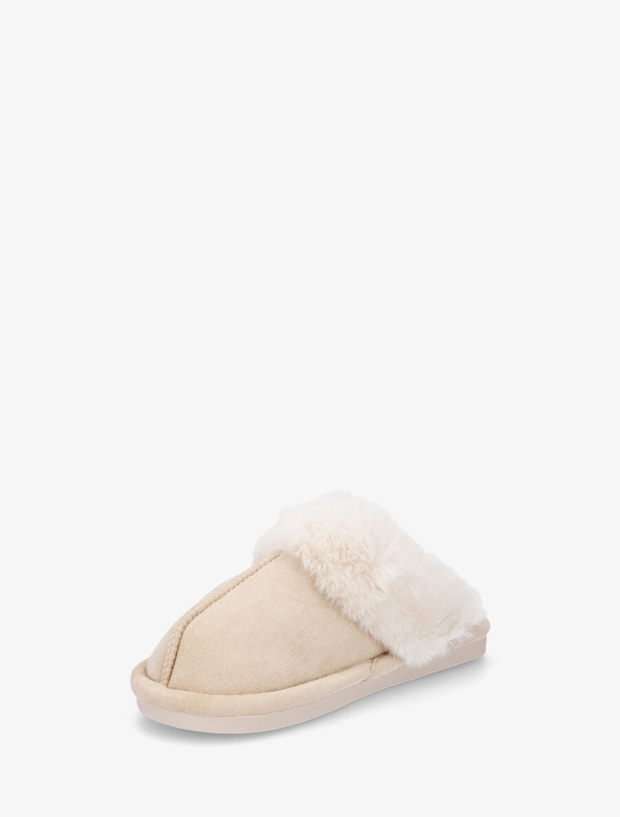 Mules fourrées en suédine - Beige - 3