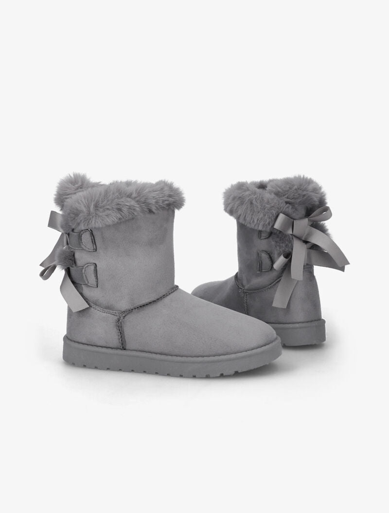 Bottines fourrées à noeuds - Gris - 5