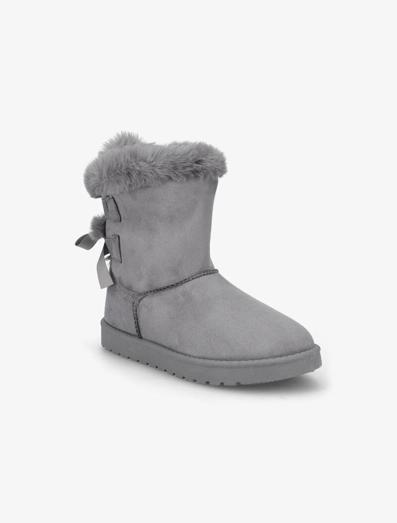 Bottines fourrées à noeuds - Gris - 3