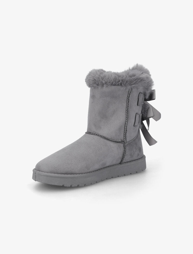 Bottines fourrées à noeuds - Gris - 4