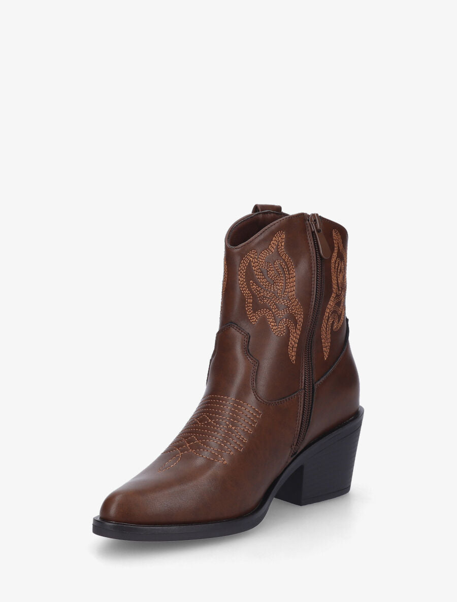 Bottines style santiag en simili - Marron - 3