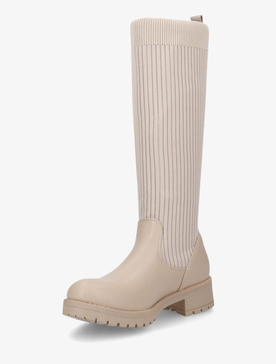 Bottes style chaussettes - Taupe - 3