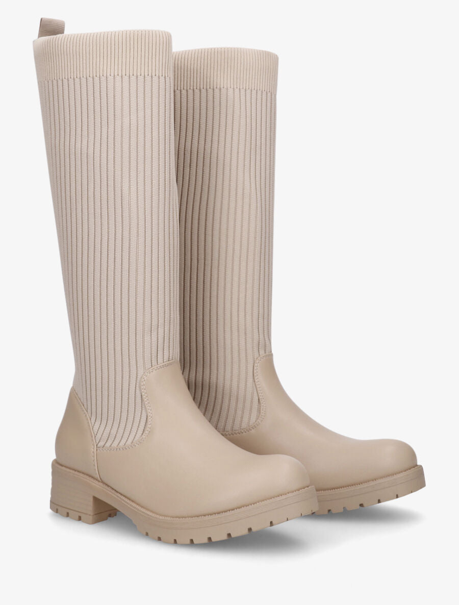Bottes style chaussettes - Taupe - 4