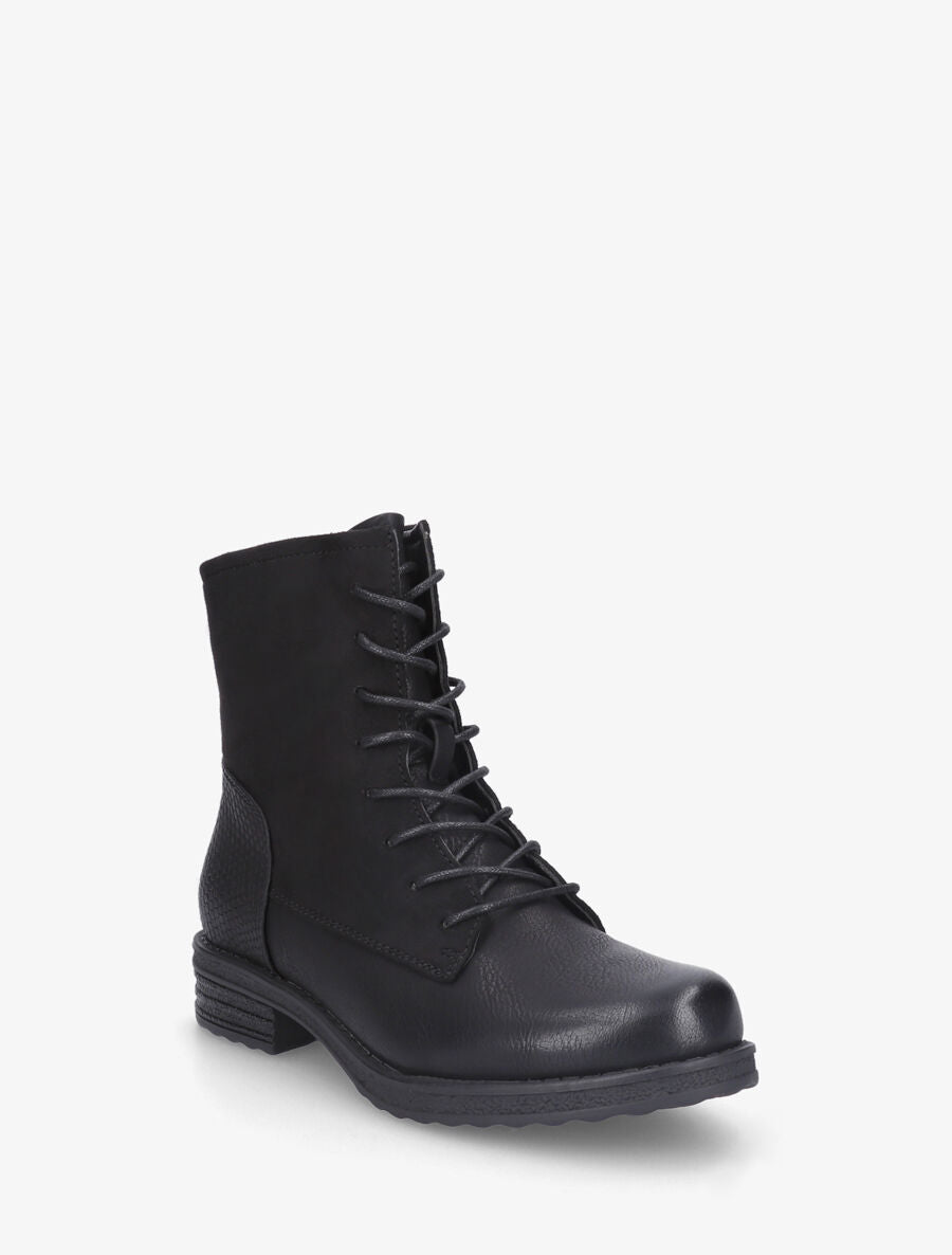 Bottines bimatière à lacets - Noir - 2