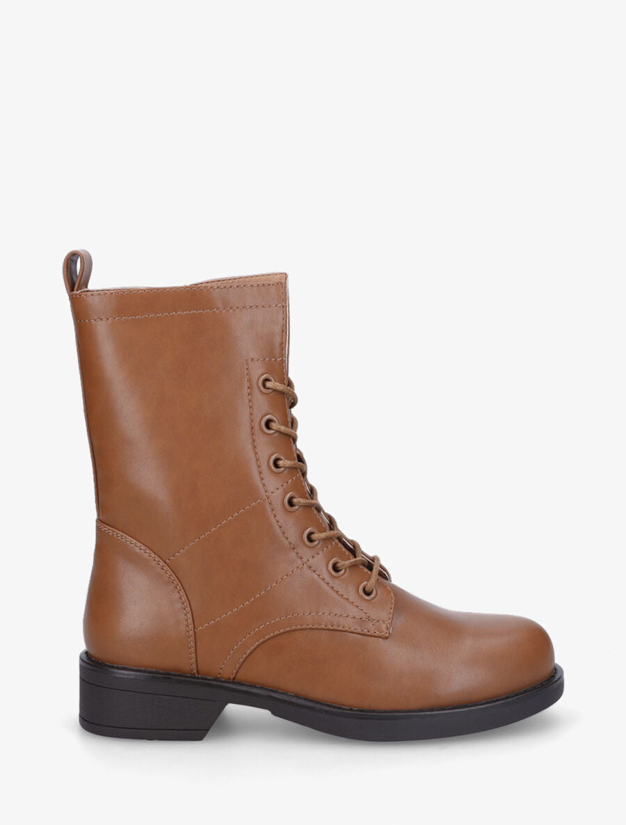 Bottines en simili à lacets - Camel - 5