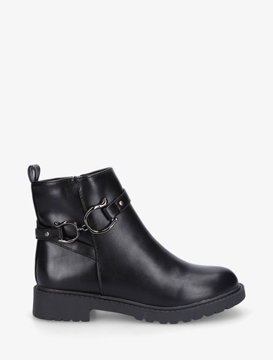 Bottines unies en simili - Noir - 1
