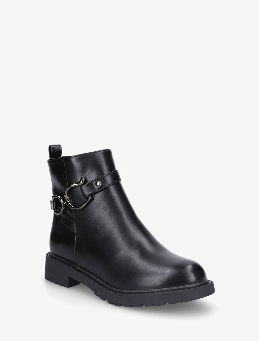 Bottines unies en simili - Noir - 2