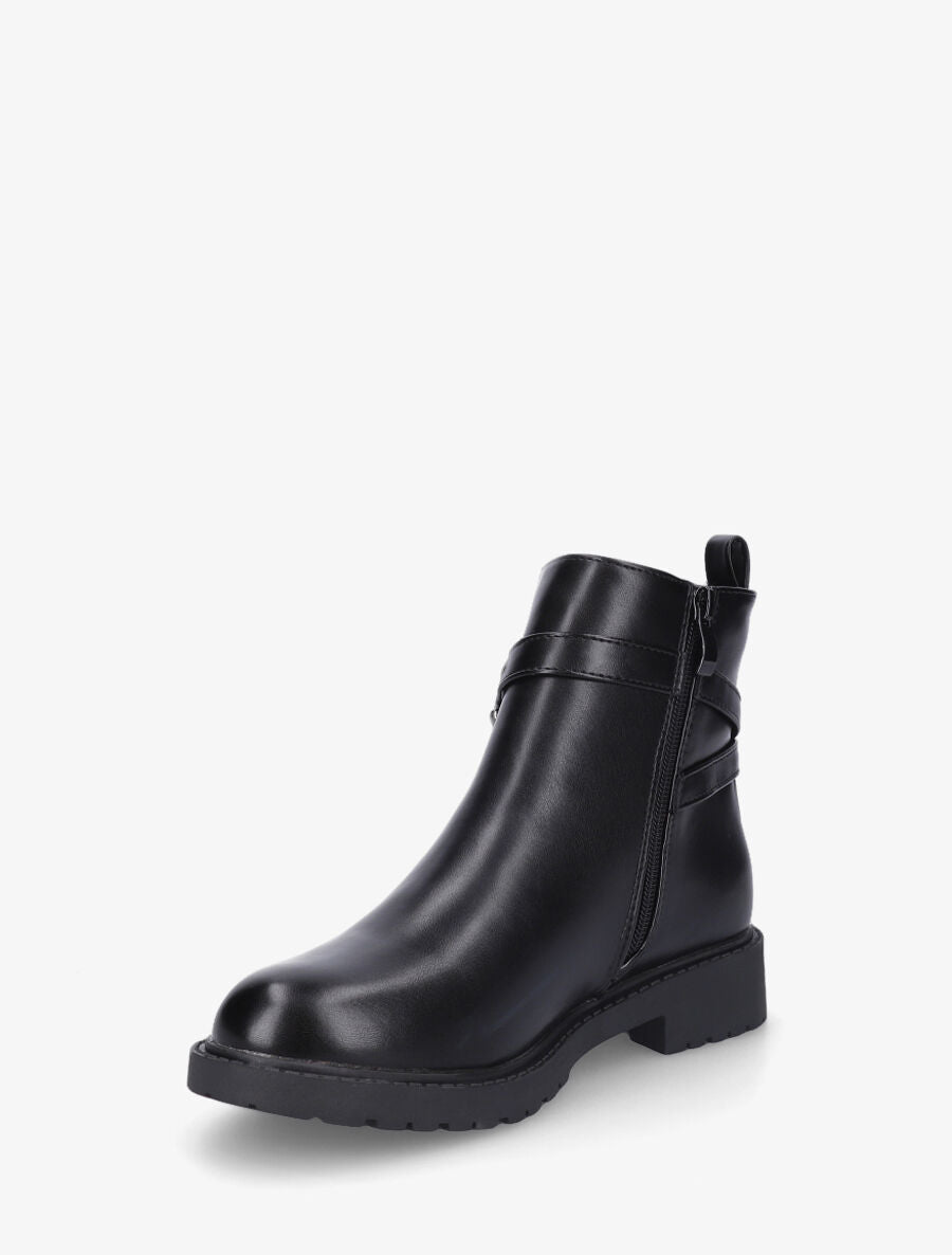 Bottines unies en simili - Noir - 3