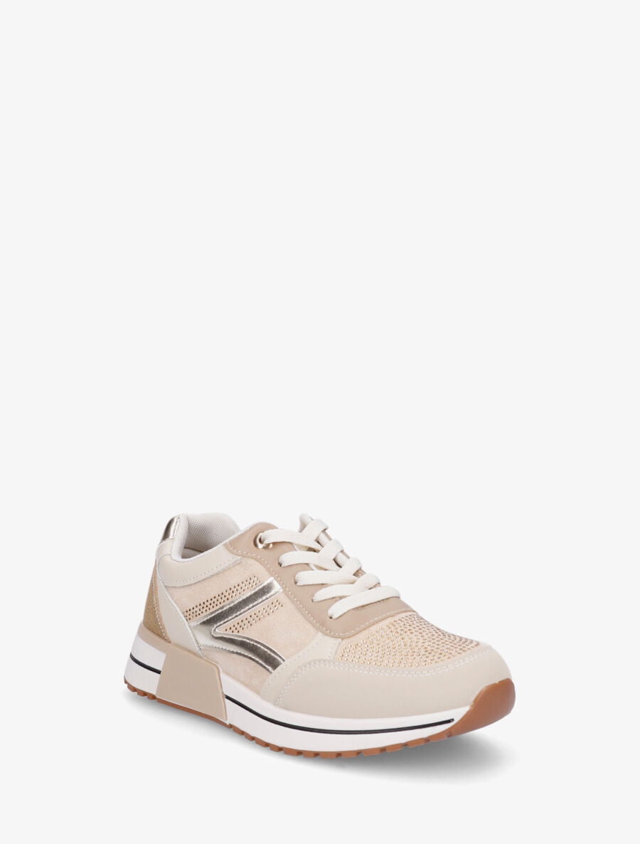 Sneakers en suédine et strass - Beige - 2