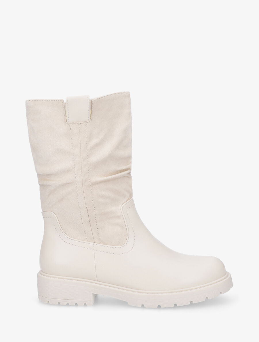 Bottines unies bi-matière - Beige - 5