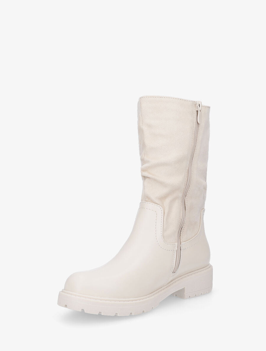 Bottines unies bi-matière - Beige - 3
