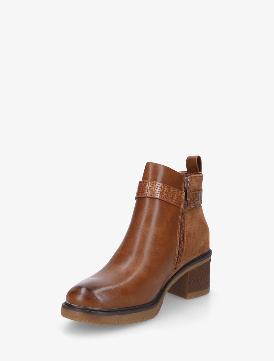 Bottines bi-matière à boucle - Camel - 3