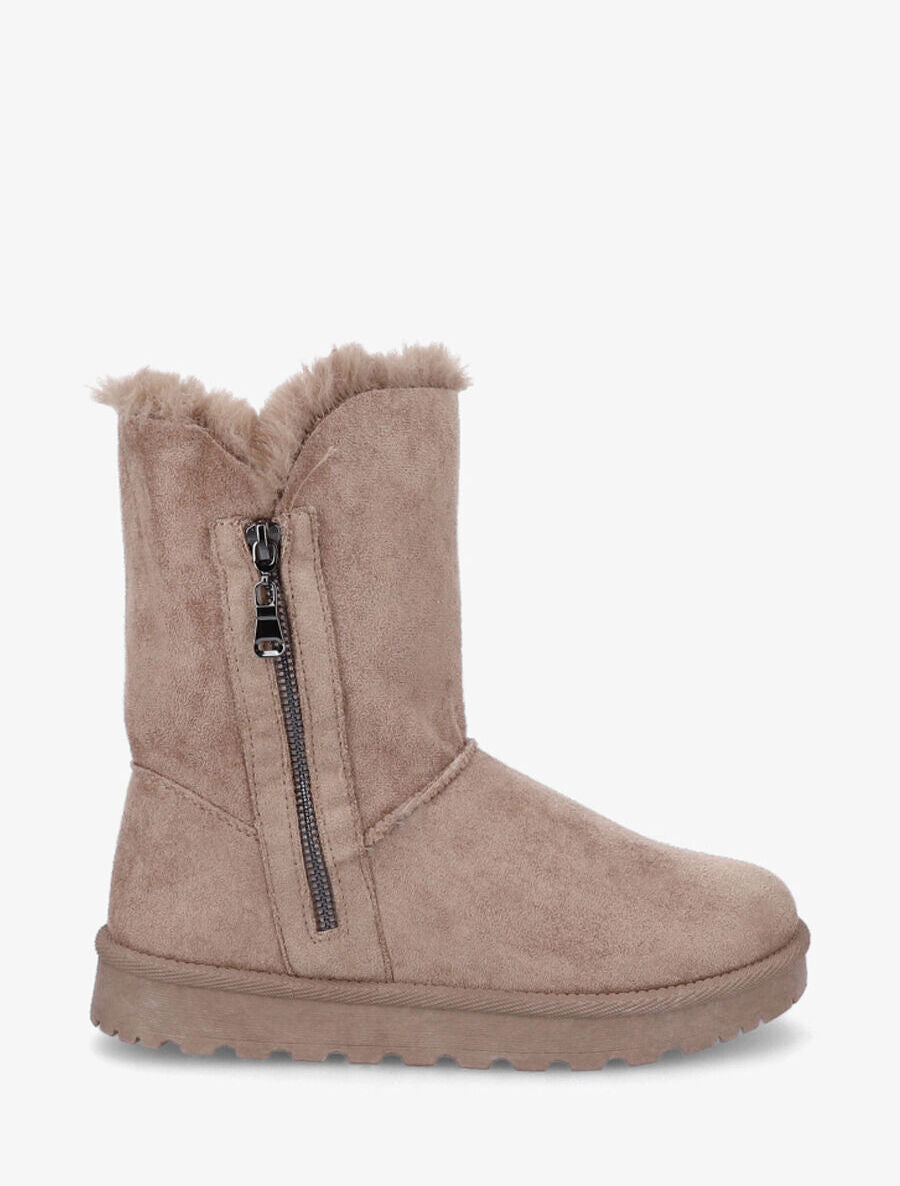 Bottines fourrées à fermeture zippée - Taupe - 5