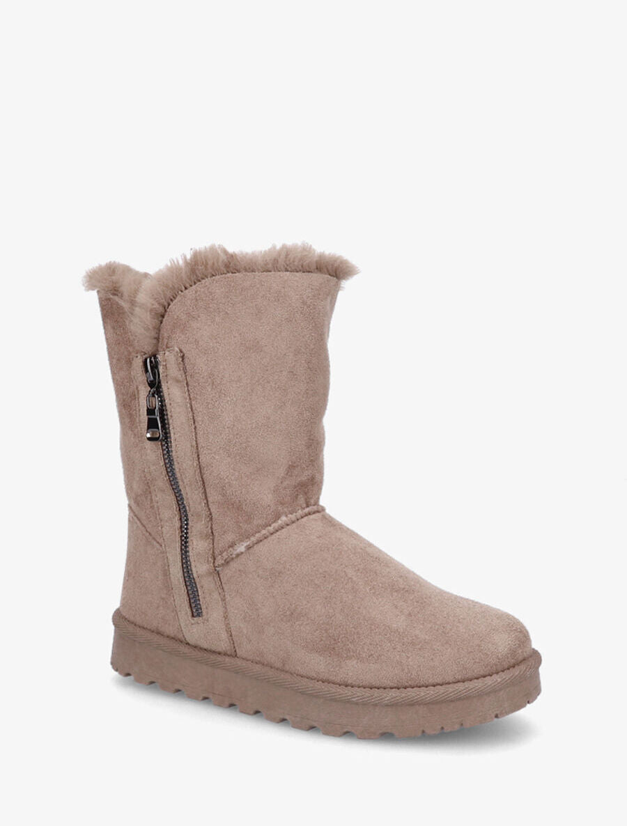 Bottines fourrées à fermeture zippée - Taupe - 2