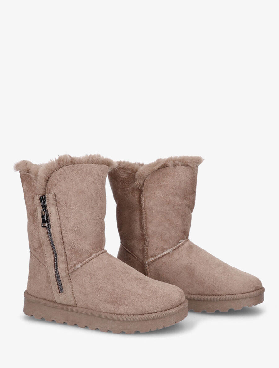 Bottines fourrées à fermeture zippée - Taupe - 4