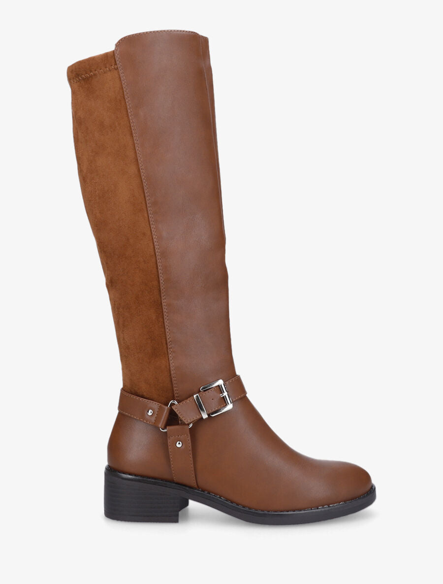 Bottes bi-matière sanglé - Camel - 1