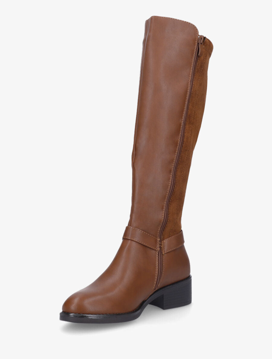 Bottes bi-matière sanglé - Camel - 3