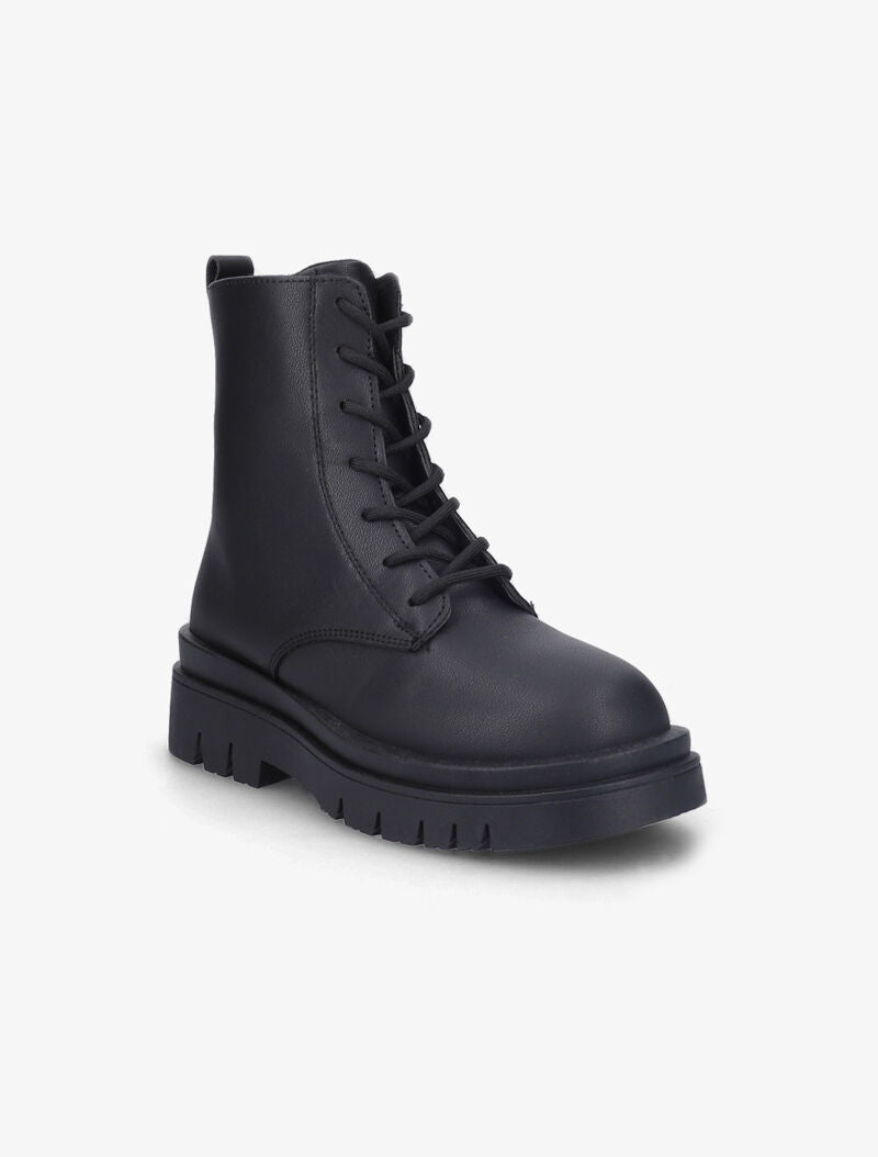 Boots en simili à lacets - Noir - 2