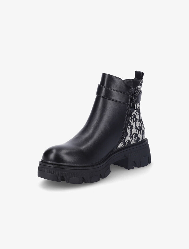 Bottines bi-matière à contrefort à détails brodés - Noir - 4